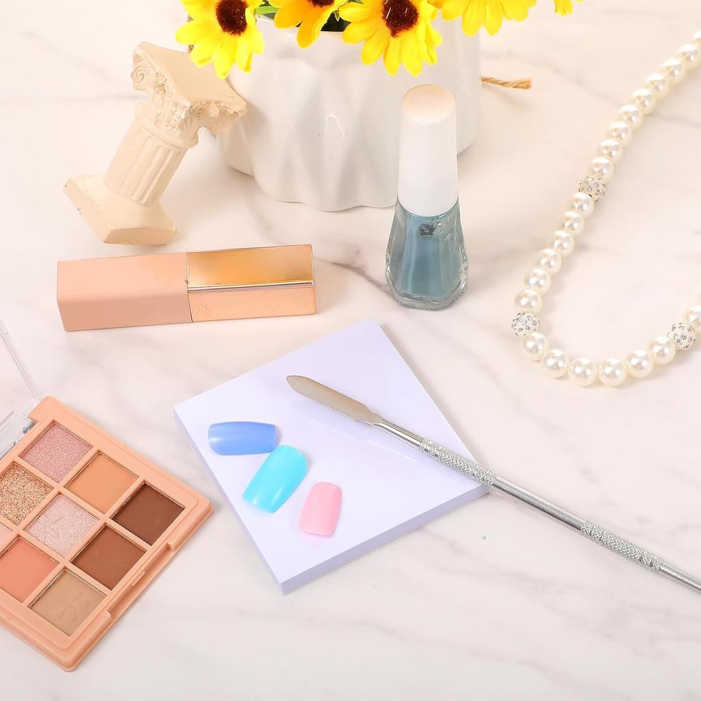 50 Sheets Disposable Nail Polish Palette Sheets, Waterproof Nail Art Mixing Tool with Stainless Steel Stirring Rod Portable Gel Polish Palette Paper