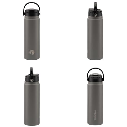 Captain Stag HD One-Touch Sports Bottle, 600ml, Gray, UY-7097, Double Stainless Steel, Vacuum Insulated, Keeps Hot or Cold