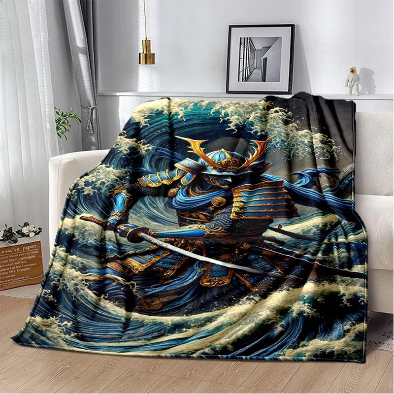 3D Japanischer Samurai Bushido Katana Cartoon Spiel Decke, Weiche Kuscheldecke für Zuhause Schlafzimmer Bett Sofa Reise Picknick Abdeckung Kinder