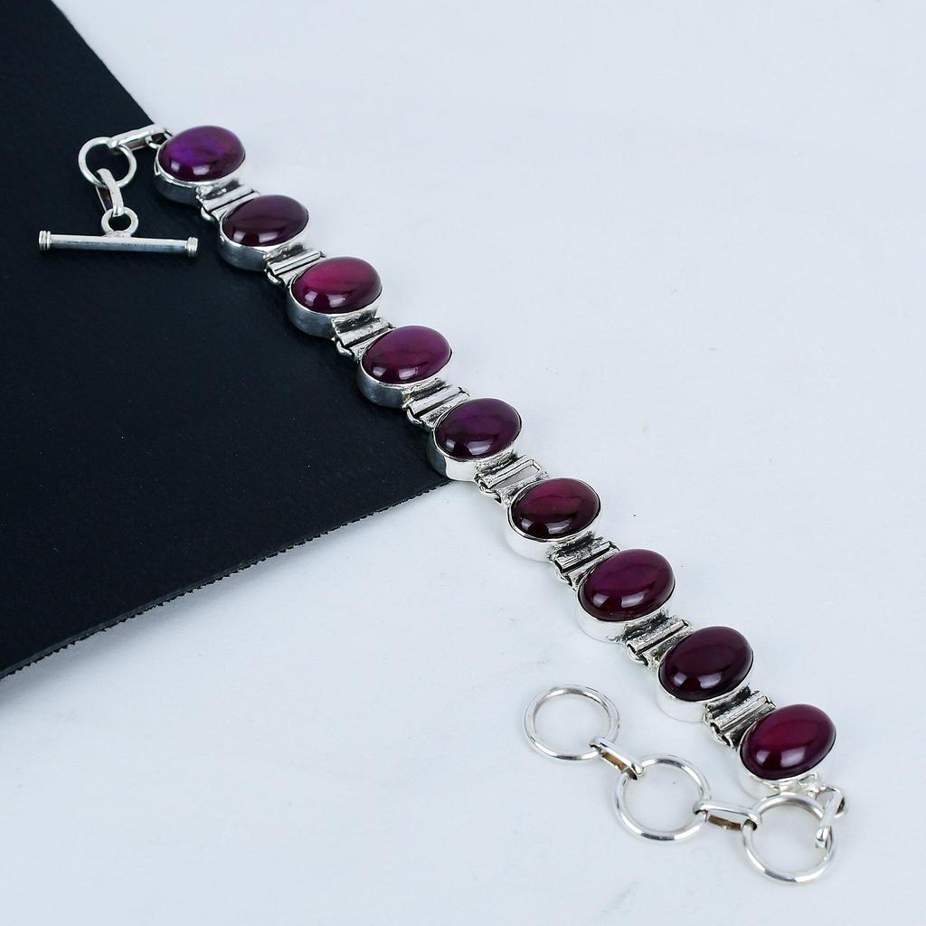 Natural Pink Flash Labradorite Gemstone Handmade 925 Sterling Silver Bracelet, Pink Flash Labradorite Bracelet For Wife , Unisex Bracelet Gift