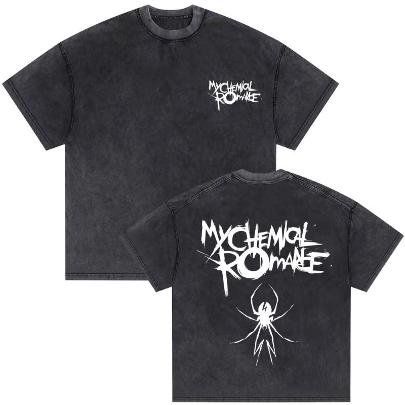 T-shirt z nadrukiem Chemical Romance, prany, męski damski, moda retro, oversize, streetwear, Y2K, hip hop, z krótkim rękawem, prany T-shirt