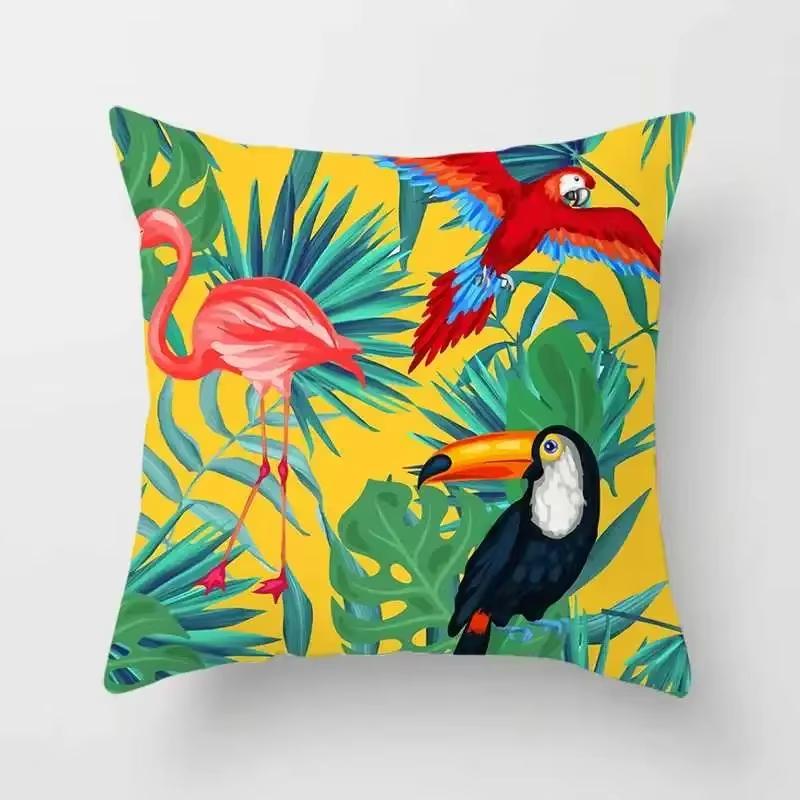 Tropical Plants Cactus Monstera Palm Leaf Pillow Cover Green Summer Decor For Home Living Room Throw Pillow