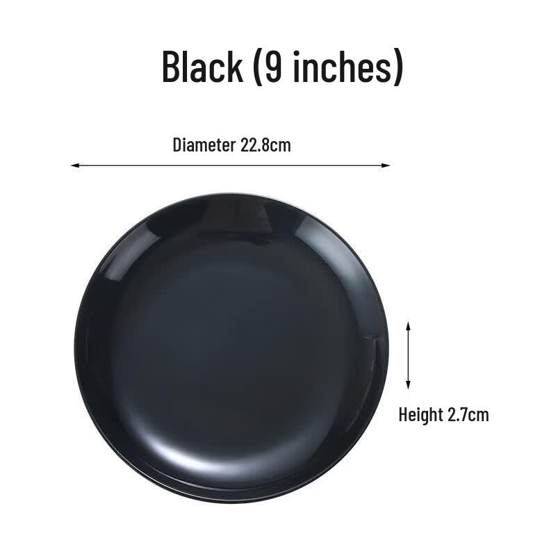 9-Inch Black Melamine Dinner Plates (10-Pack)