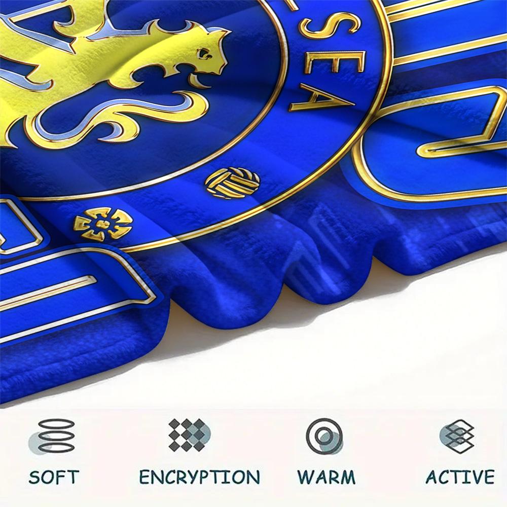 The Blues Logo Print FlAannel Blanket, High Quality Comfortable for All Seasons, Home Decor, Warmth and Comfort