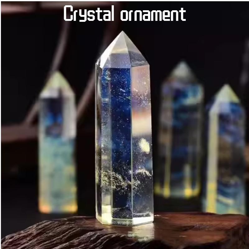 Modern Minimalistisk Kristallinredning Gul Smältande Sten Enkel Spets Sexkantigt Prisma