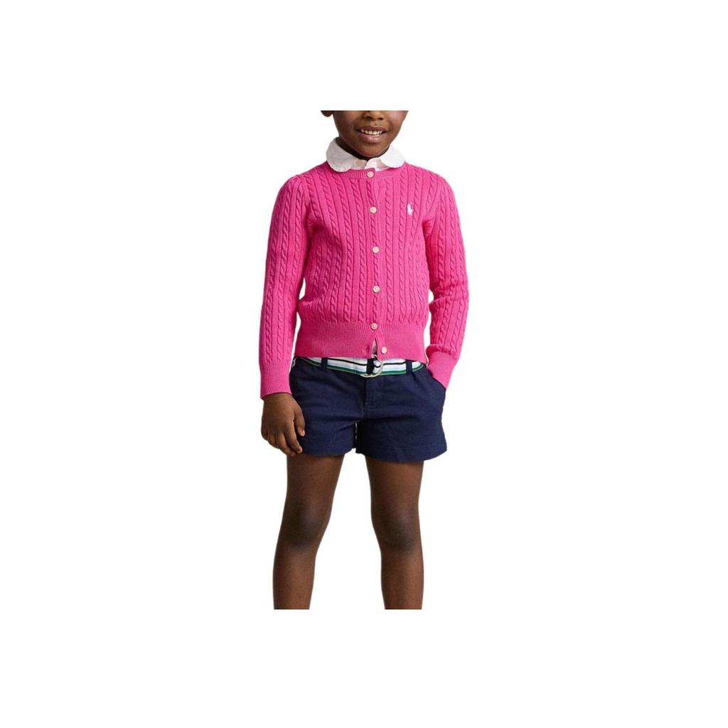 Polo Ralph Lauren Kids FW23 Solid Cable Knit Casual Long Sleeve Sweater Kids Sweater Purple-Red 313543047-050