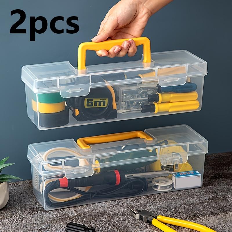 

Portable 2Pcs Handheld Tool Boxes with Lids, DIY Craft Organizer for Screws & Accessories, Home & Outdoor Storage