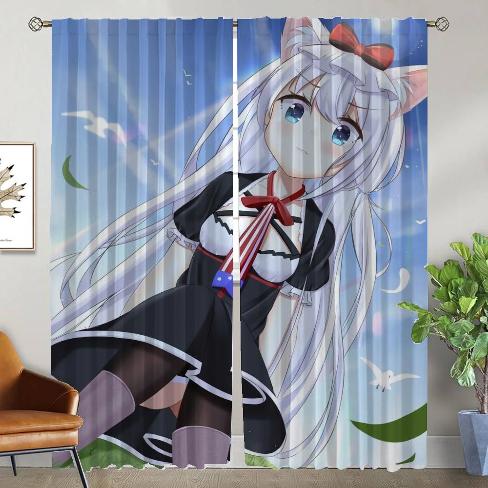 Azur Lane Gardiner för Vardagsrum Gardiner Myggskyddsgardiner 2 Delar Halloween Dekoration Persienner Avdelare Kök Elegant