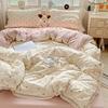 New Bedding Set INS Princess Soft Bed Flat Sheet Set Twin Queen Double Size Cotton Lace Duvet Cover Pillowcase Bed Linen