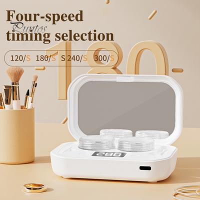 Ultrasonic Contact Lens Cleaner with 4 Timing Modes 360-degree High-Frequency Vibration USB Rechargeable Contact Lens Cleaner Machine