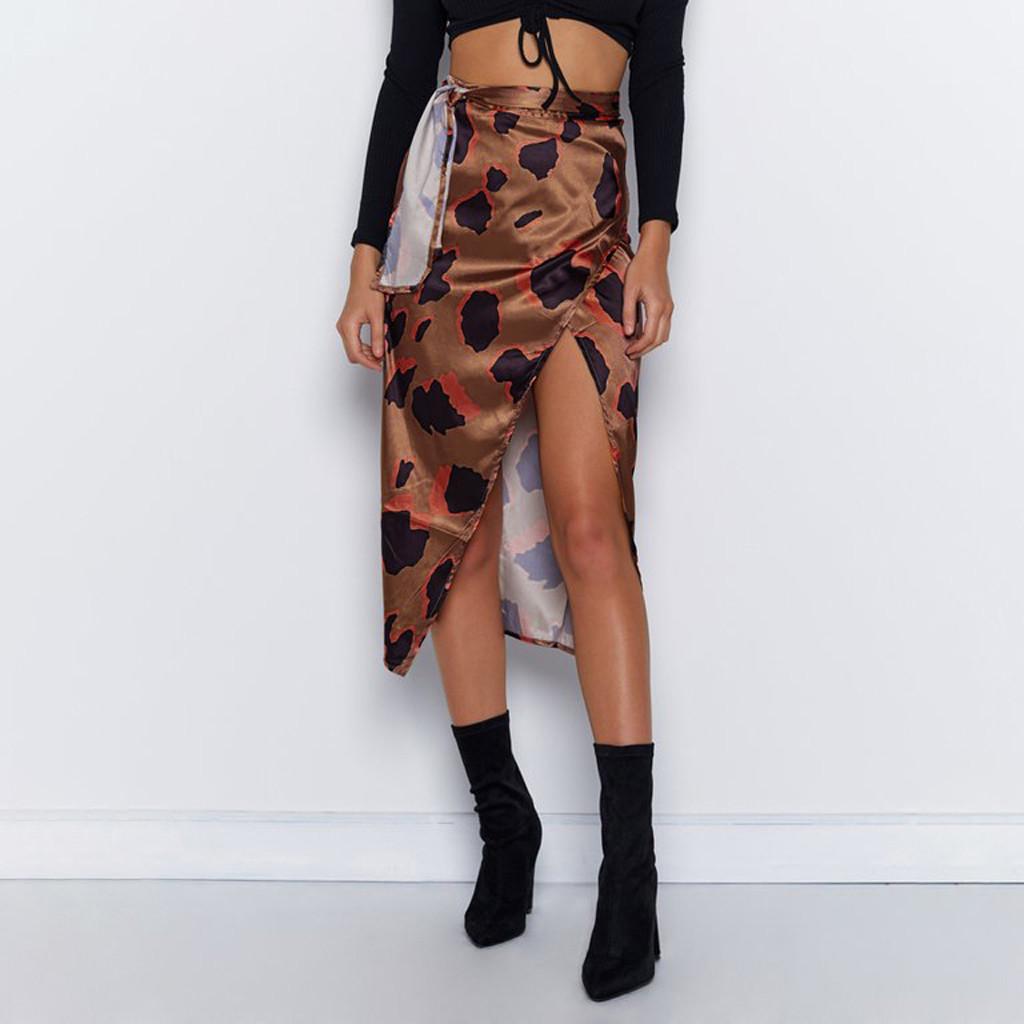 

Женские юбки с высокой талией, бандажные, с леопардовым принтом, запашные, атласный бант, сексуальные, с разрезом S жёлтый