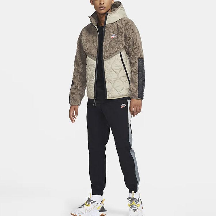 Nike Men's Sportswear Heritage Hooded Fleece Full-Zip Jacket Olive Grey Mystic Stone Black CU4447-040