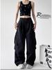 Women's 2025 American Retro Wide-Leg Parachute Cargo Pants - Quick-Dry, High-Waisted, Loose Fit