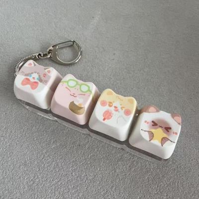 Cute Cat Mechanical Keyboard Switch Tester Kawaii Keycap Keychain Quiet Fidget Toy for Office Work Stress Relief