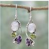 Sterling Silver  Multi-gemstone Rainbow Cut Amethyst Dangle Hook Earrings Wedding Jewelry Gifts
