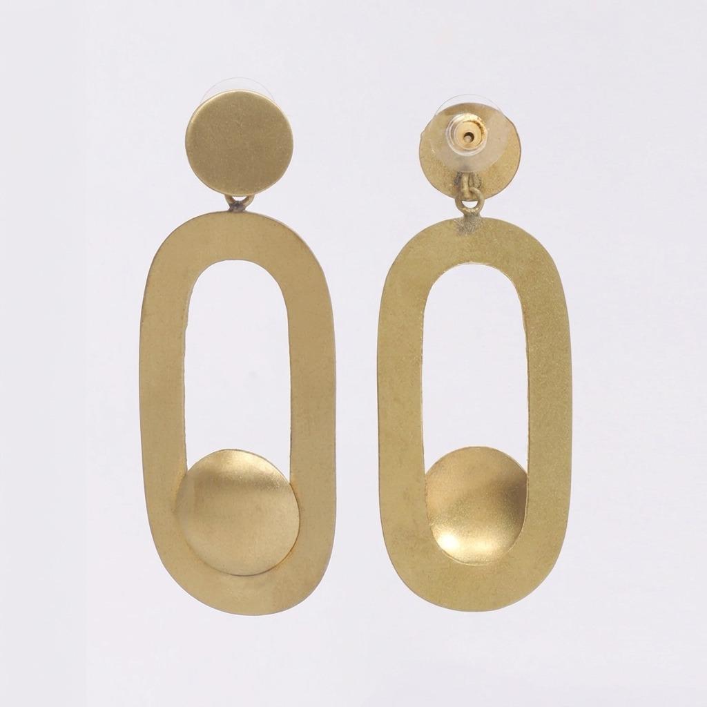 Alma Orbit Frame Handmade Brass Earrings