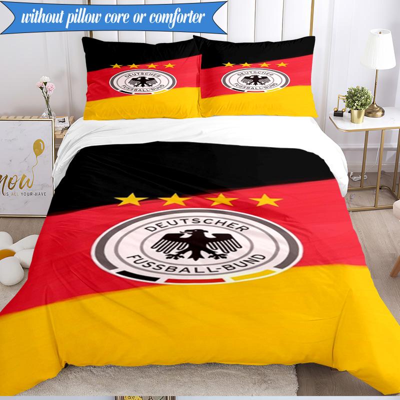 3PCS German Football Emblem Printed Soft Bedding Set,Including 1pc Duvet Cover And 2pcs Pillowcases Perfect for Bedroom, Dormitory, Fan gift