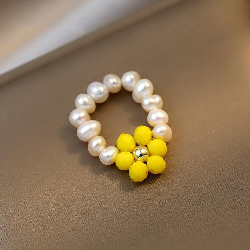 High Quality Sweet Flower Design Natural Freshwater Pearl Female Party Ring For Women Cheap Gifts