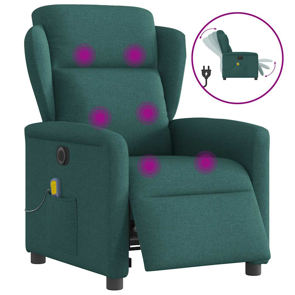 Electric Massage Chair Dark Green Fabric