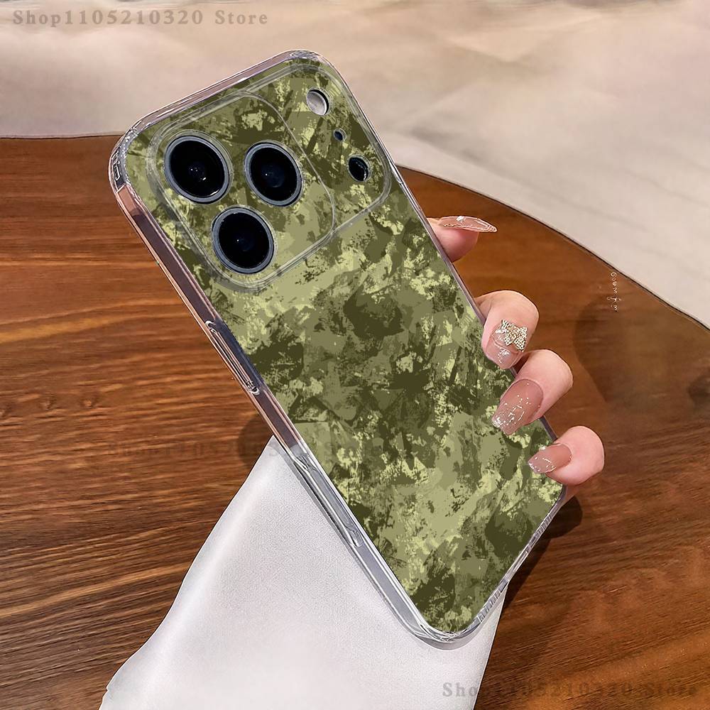 Military Pattern Camouflage Phone Case iPhone17 16 15 14 13 12 11 Pro Max Plus Mini Clear Full Back Cover Silicone Soft Shell
