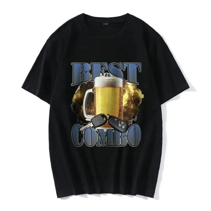 Best Combo Print T Shirt Funny Drunk Driving Short Sleeve Tshirts Mens Womens Oversized T Shirts Streetwear Fashionable