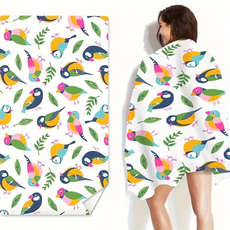 Colorful Bird Beach Towel, Soft Absorbent Quick Dry Microfiber for Seaside Pool Bathroom Camping Travel Yoga Gift
