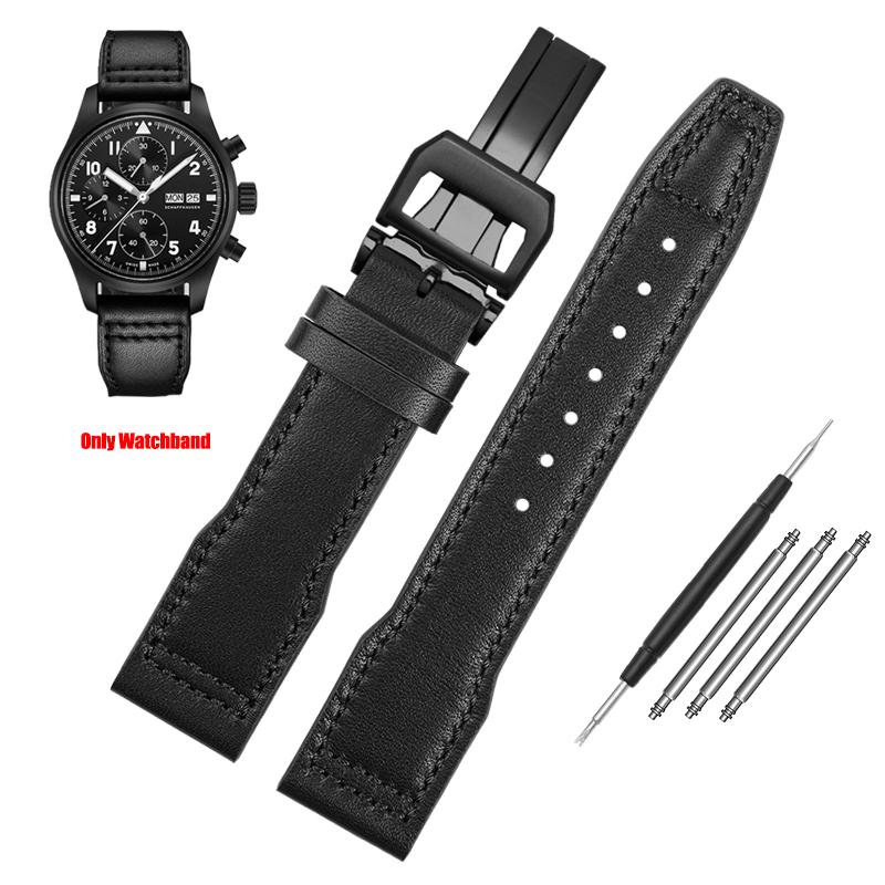 For IWC Pilots Little Prince Watch IW327004/IIW377714 Mark16/17/18 Portuguese Leather Strap 20 21mm Men Watch Band Belt Bracelet