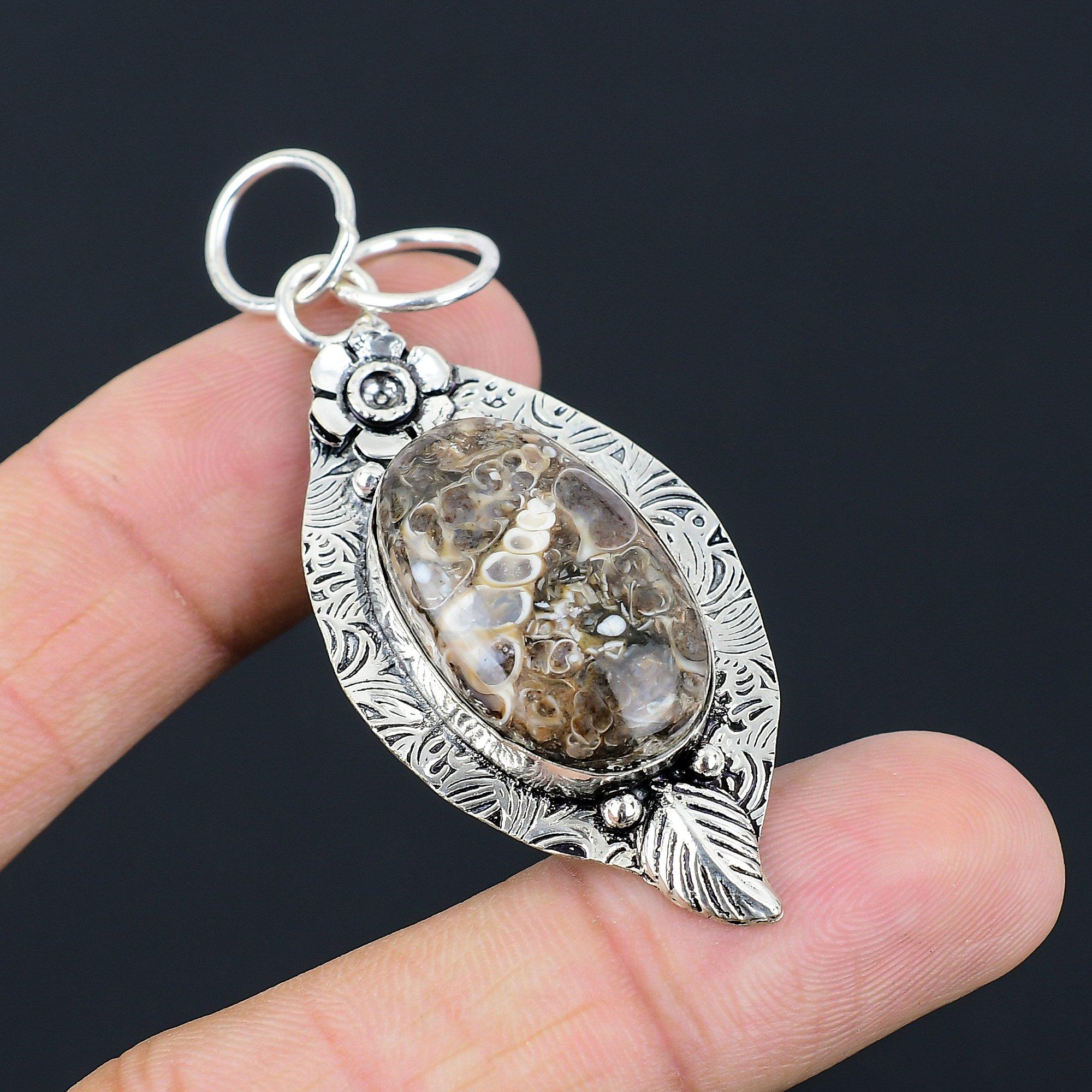 Daughters Day Deal Natural Turritella Agate New Pendant Jewelry Sterling Silver