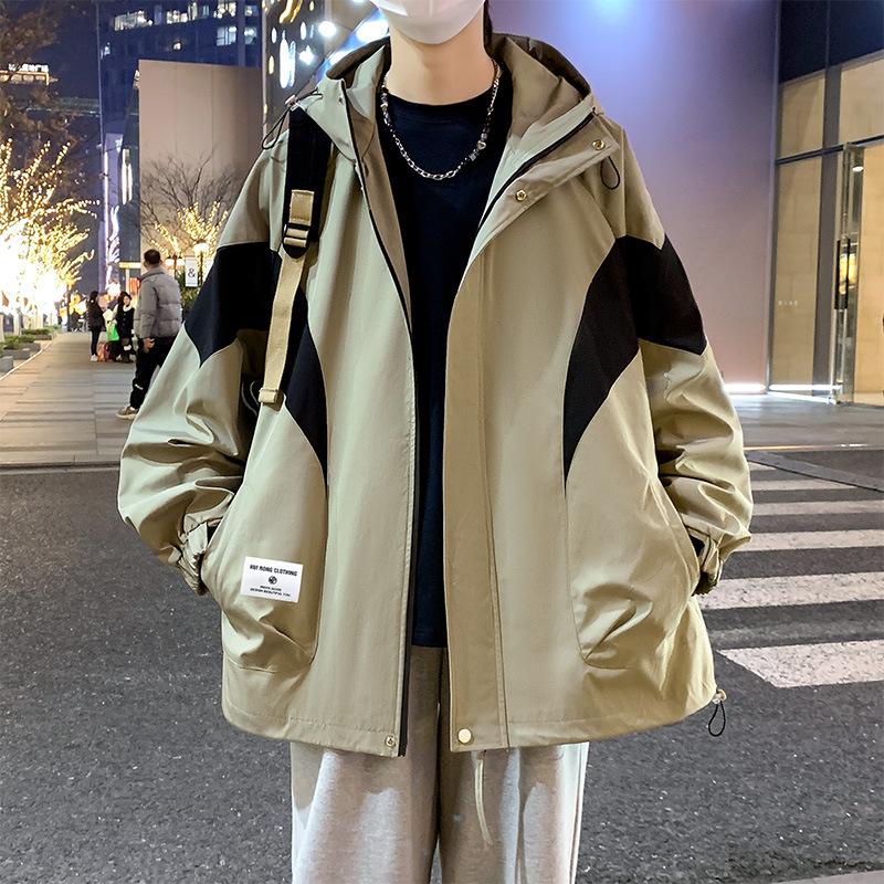 Men's Spring and Autumn New Loose Heavy Fatty Plus Fatty Plus Hooded Casual Jacket