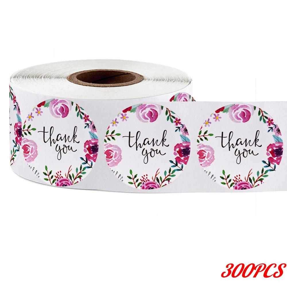 100-500PCS 1inch Round Flower Thank You Stickers Seal Labels for Gift packaging Decoration Stationery Sticker Custom Labels
