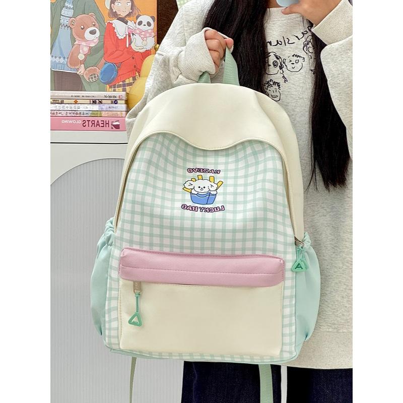 Schoolbag Large Capacity Cute High Value Schoolbag College Fresh Bag Student 1011 New Plaid Versatile Backpack