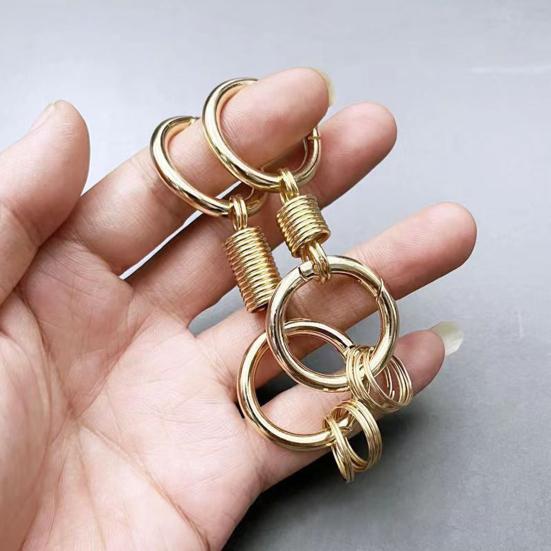 6Pcs Retro Spring Double Ring Keychain Zinc Alloy Anti-Lost Stretchy Key Organizer with Lobster Clasp Multi-functional Tool