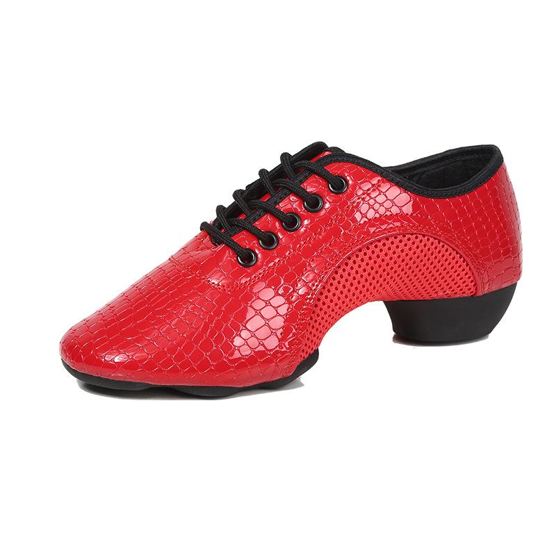 

Черные сетчатые кожаные туфли для латиноамериканских танцев на мягкой подошве, женские туфли для модерн-джаза, туфли для преподавателей, туфли для квадратного танца 41 красный