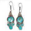 Tibetan Turquoise Coral Red Earrings Nepali Tribal 12gms 1.5" 1.6" Chunky Gift