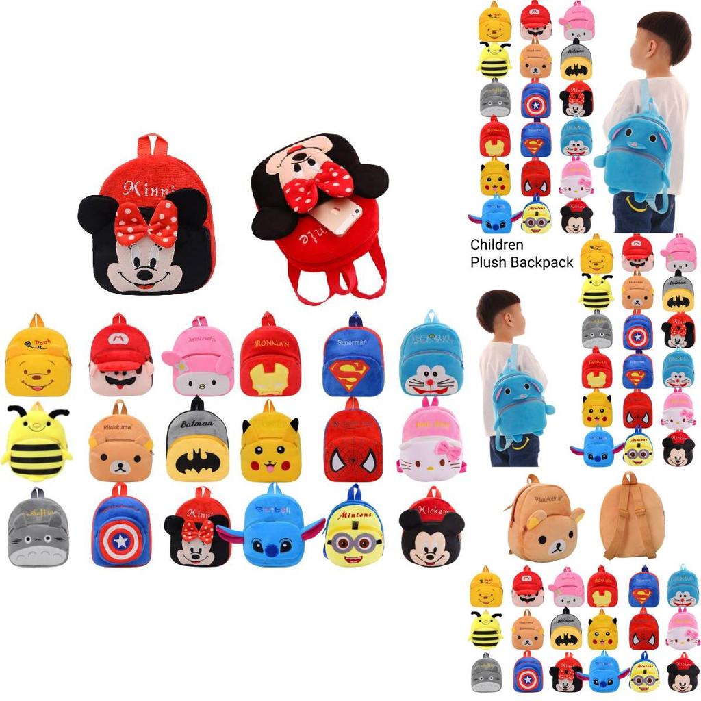 Cute Baby Children Plush Backpack Cartoon Anime Korean Version Kindergarten Early Education Shoulder Bag Anti-theft Shockproof 20*25cm