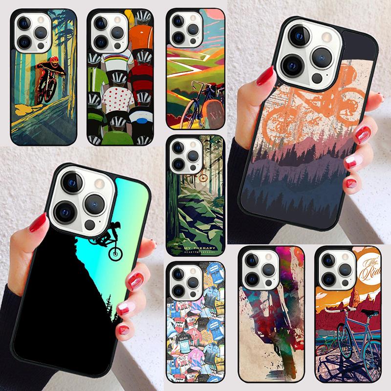 BIKE Cycling Art Phone Case for iPhone 17 Air 16 16e 15 Plus for Apple 13 11 12 14 Pro Max Cover coque Shell