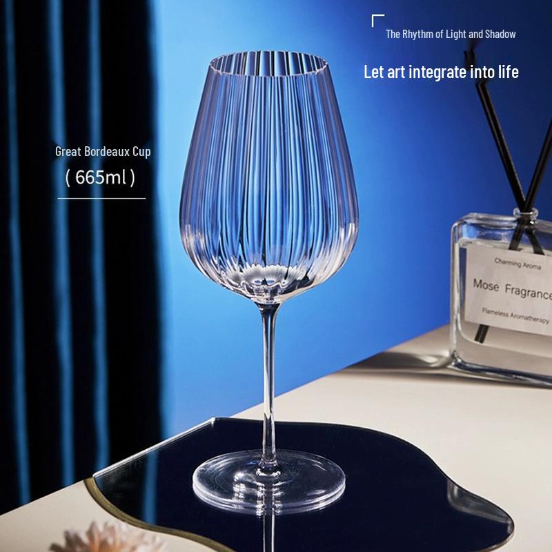 Modern Striped Vertical Transparent Glass, Red Wine & Champagne Glass for Home Parties