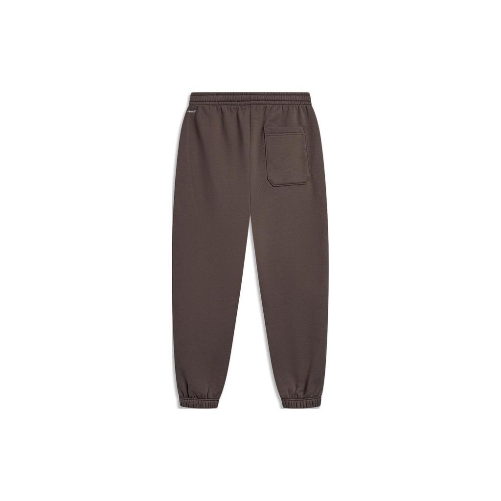 Li-Ning Badfive Solid Mid-Waist Cuffed Fleece Knit Sports Pants Men Bottoms Charcoal-Brown AKLT879-5