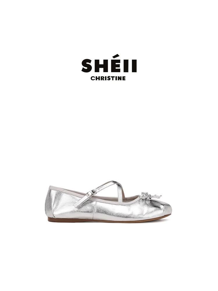 

[Lan Cabinet] Boneless Ballet~ 2025 Autumn Super Soft Bow Cross Buckle Flat Single Shoes Women s Ballet Shoes 35 серебряный