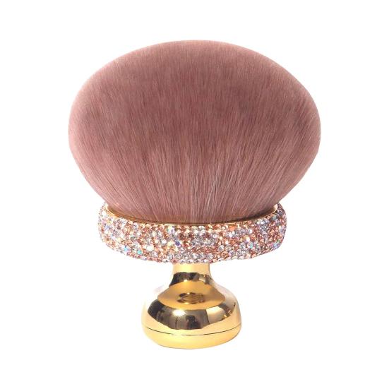 Mushroom Makeup Brush with Rhinestone Handle Multi-purpose Self Tanner Applicator Brush Loose Powder Blush Face Body Cosmetic Brush