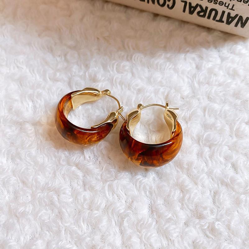 Silver Needle Geometric Irregular Resin Y2K Earrings - Retro Stud Ear Accessories for Women