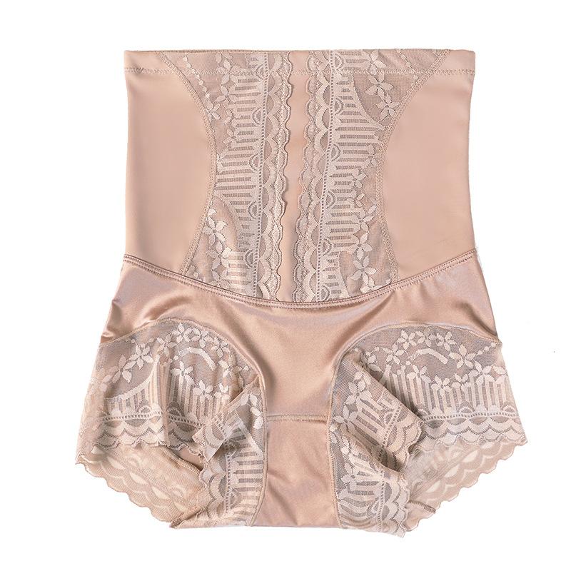 Ice Silk High Waist Seamless Belly Contracting and Hip Lifting Underwear Women's Cotton Postpartum Belly Trimming Small Belly St