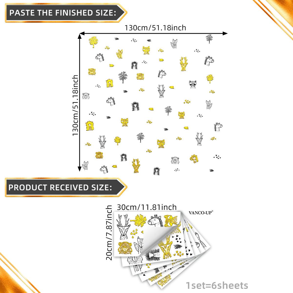 

Tj9017 Hand-Painted Lines Small Animal Bronzing Wall Sticker Decoration Children S Room Bedroom Background Self-Adhesive Wall Sticker