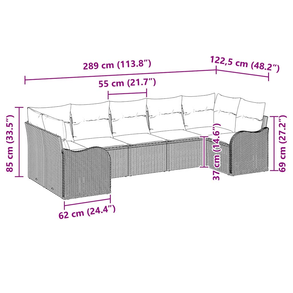Garden Sofa Set with Storage 7 pcs Black and White Poly Rattan