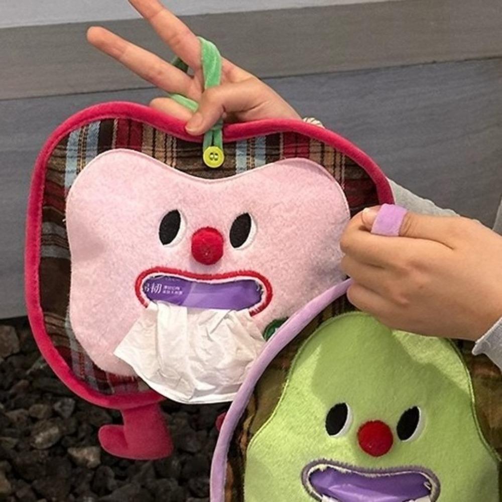 Plush Car Storage Bag Cartoon Hanging Tissue Bag Multi-Purpose Fruit Shape Tissue Box  Travel