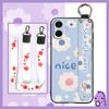 Durable Back Cover Phone Case For Samsung Galaxy A07 Flower Silicone Anti-knock Wrist Strap Shockproof Lanyard Anti-dust