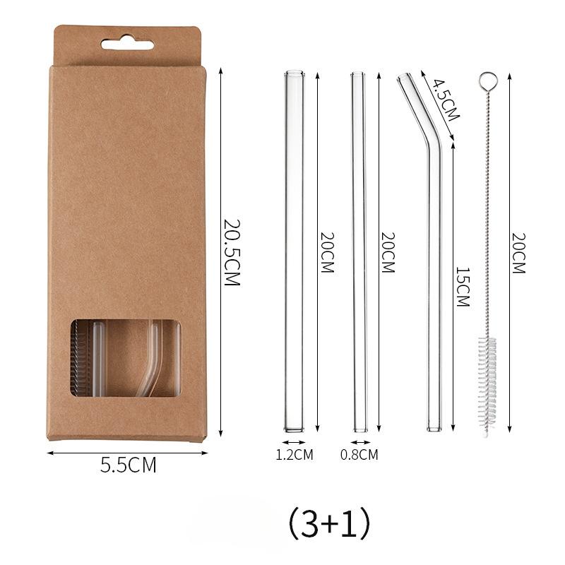 High Borosilicate Transparent Glass Straw Heat-resistant Durable Set of Lipstick-proof Non-disposable Pregnant Women Juice Drink Tube Cleaning