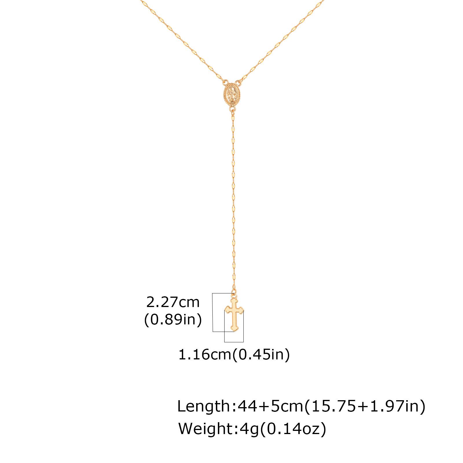 

Virgin Mary Necklace Stainless Steel Gold Color Cross Pendant Vintage Long Chain Christianity Religious Prayer Jewelry For Women