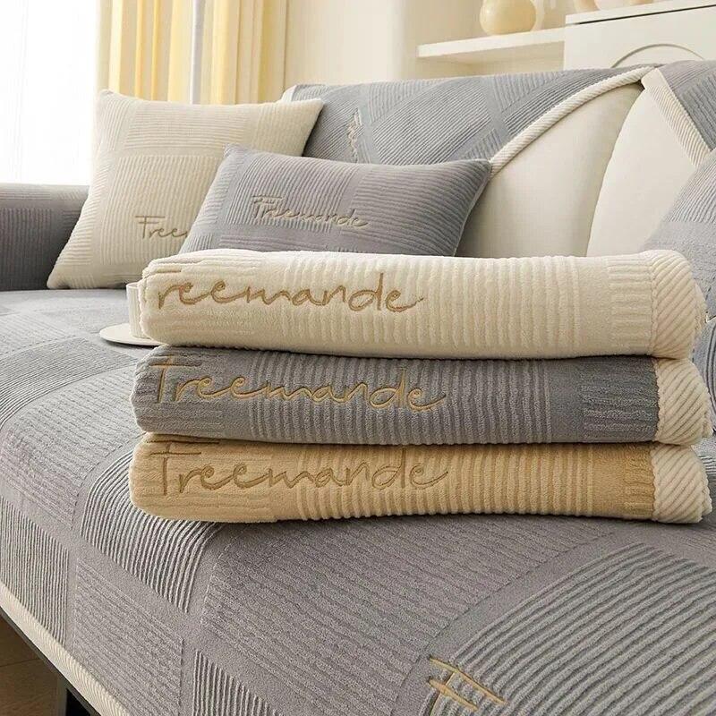 Luxuriöser weicher Sofabezug für Wohnzimmer, rutschfest, solide, dicke Sofakissenmatte, einfacher Stil, Plüschsofa, Handtuch, Heim-Couch-Dekoration
