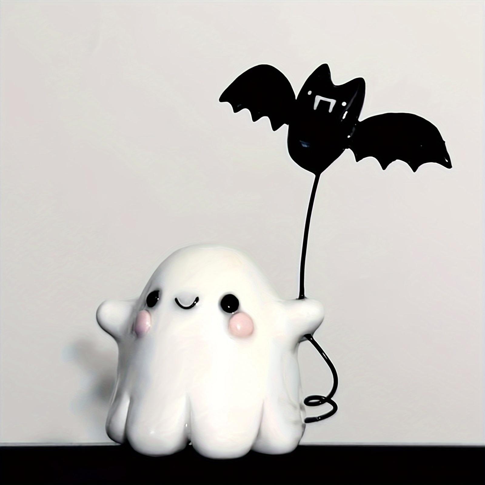 

1pc Halloween Ghost and Bat Statue, Resin Tabletop Decor, Spooky Office Home Art Craft, Versatile Indoor & Outdoor Decoration